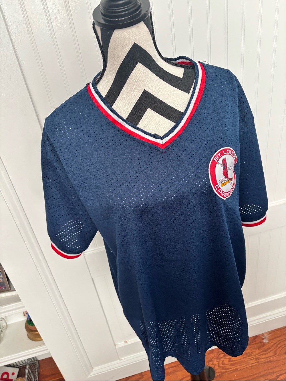 Men's Navy Mesh V-Neck Jersey